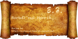 Borbényi Henrik névjegykártya
